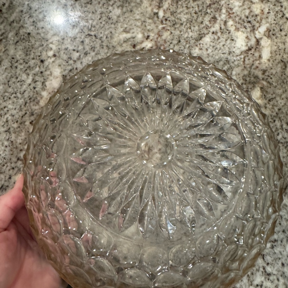 Clear Glass Serving Bowl with Pewter/silver Rim - Elegant Home Dining Serveware - Picture 4 of 4